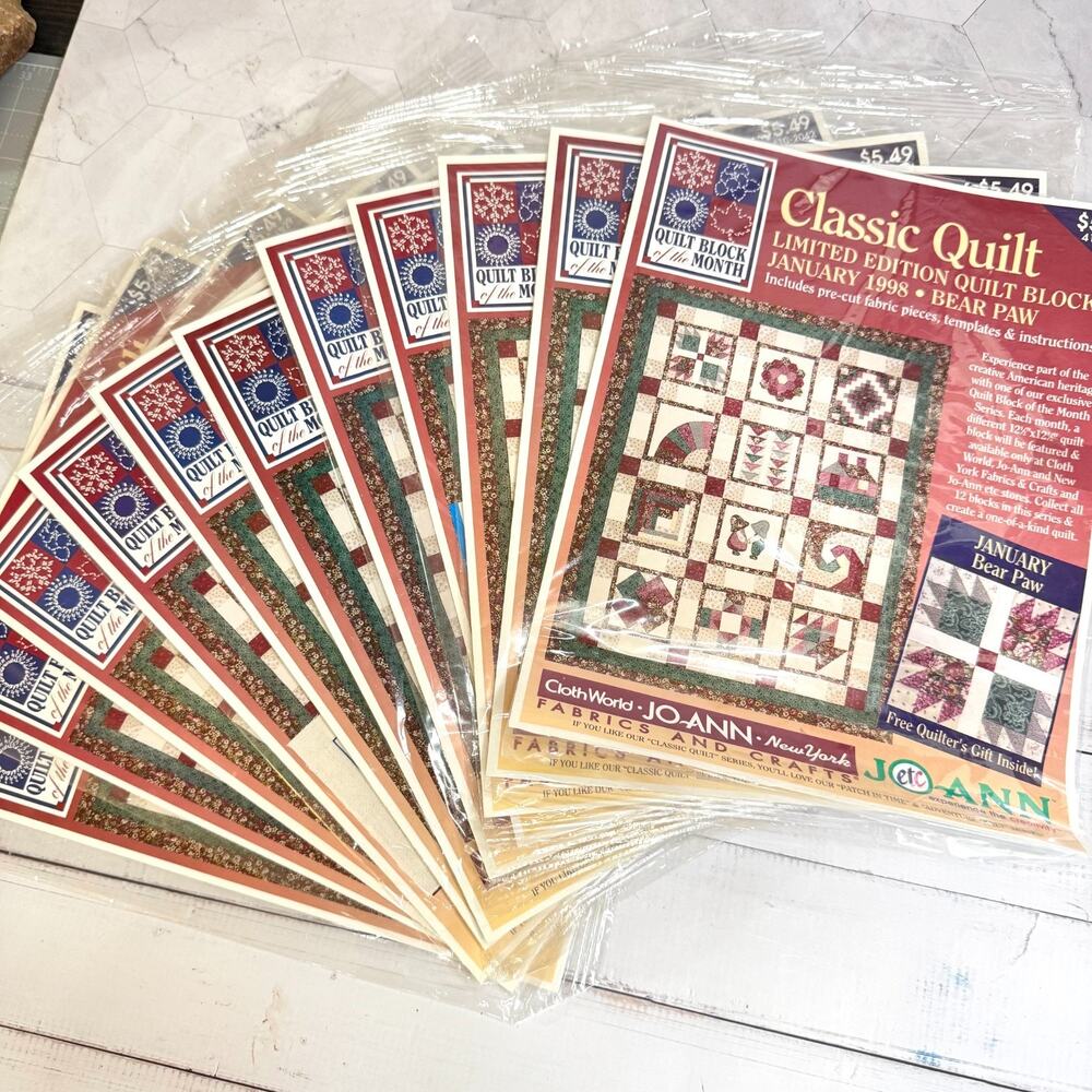 Quilt Block of The Month Joann 1998 Classic Quilt 11 Month Set Exc. June NOS